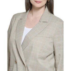 Levi’s Preppy Khaki Plaid Suit Jacket Women’s M Double Breasted Blazer NWT $150!